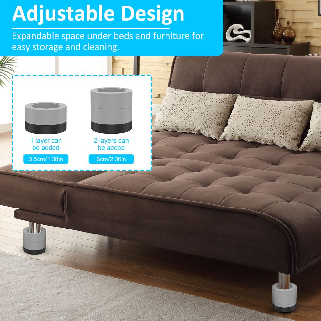 Круглые подъемные механизмы для мебели, прочные, 2,36-дюймовые, регулируемые подъемные механизмы для кроватей и стульев, противоскользящие подъемные механизмы для стиральной машины, подъемник для дивана