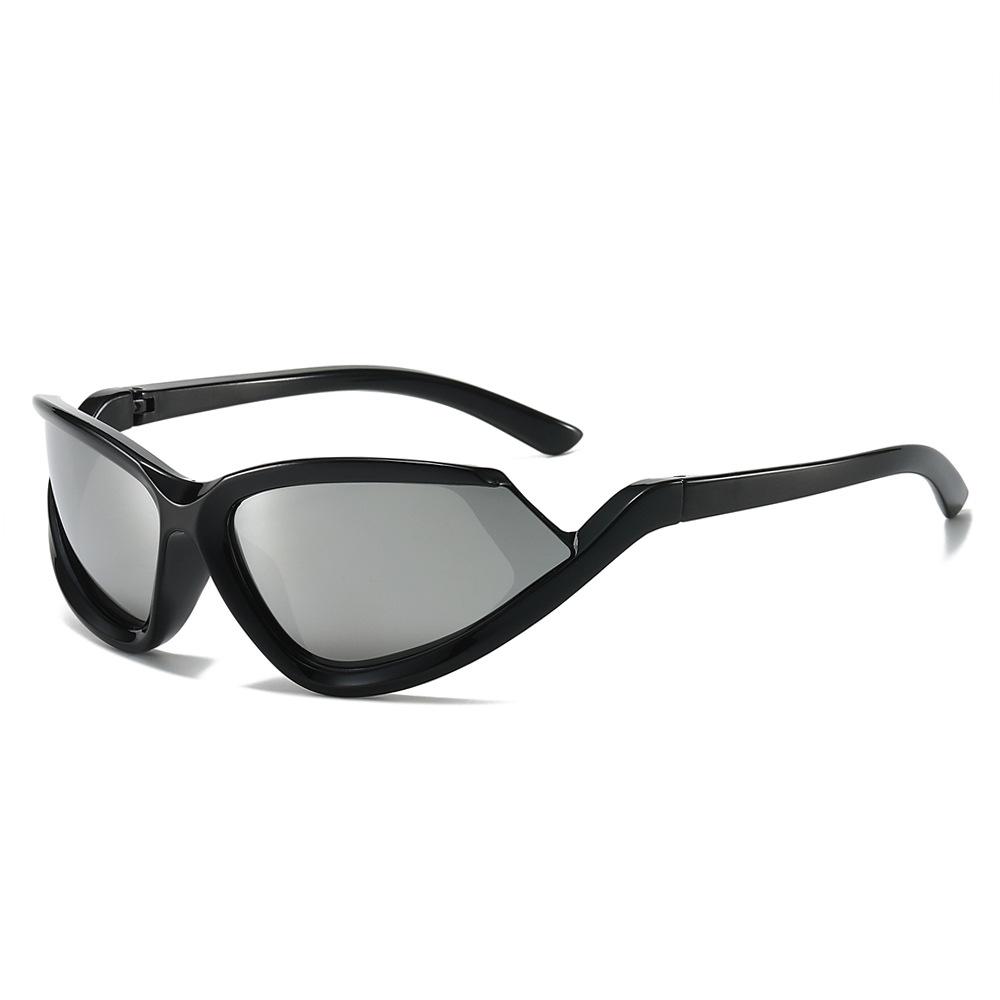New cat eye sunglasses, European and American personalized YK colorful coated hip-hop sports fashion glasses