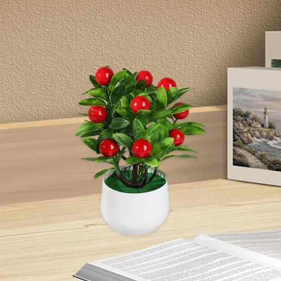 Имитация бонсай, не увядает, никогда не выцветает, устойчива к атмосферным воздействиям, легкий уход, 12 фруктов, искусственный апельсин, персик, фрукты, бонсай, декор для гостиной