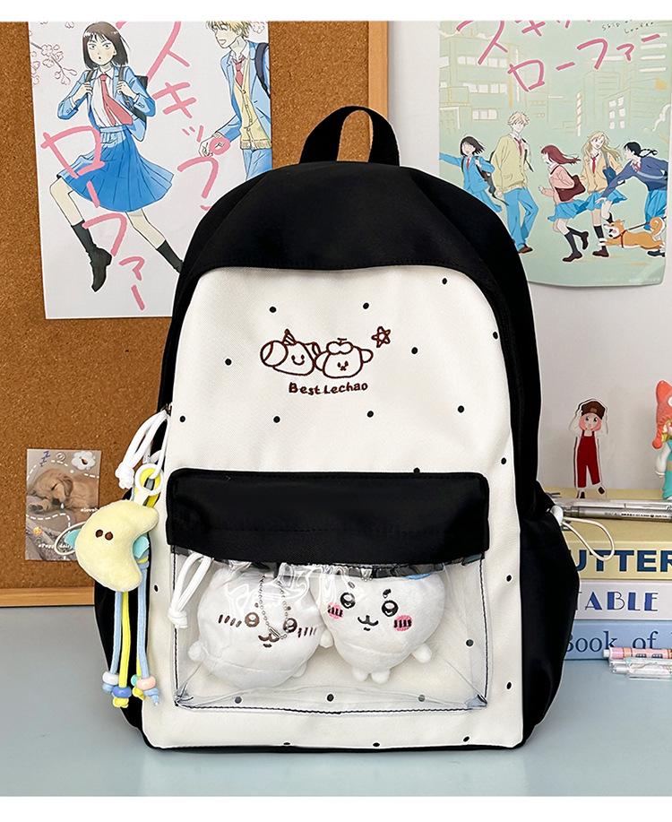 Japanese Anime Style Cute Girl Lightweight Backpack with Large Capacity and High-Value Brooch for Elementary Students