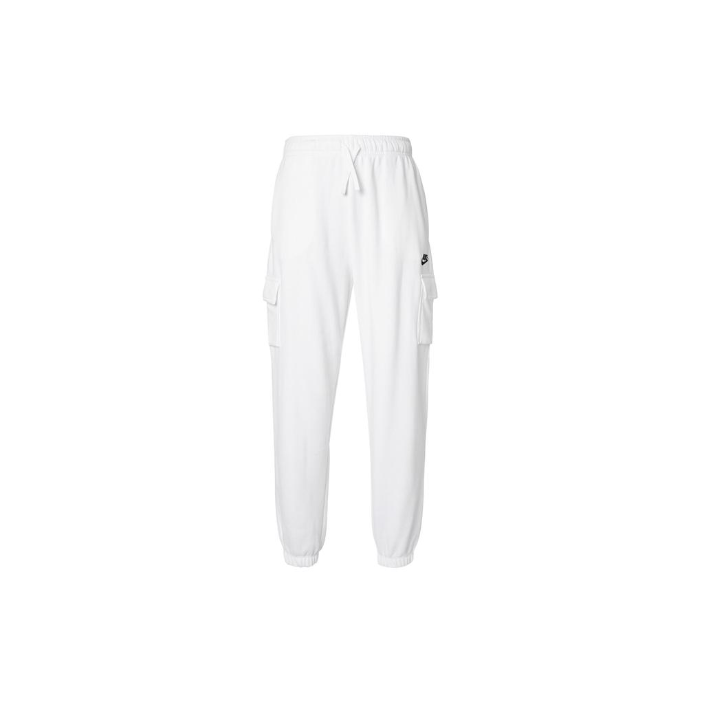 Nike Sportswear Club Fleece Solid Color Drawstring Loose Fit Multi Pocket Design Casual Knit Sweatpants Women Bottoms White DQ5197-100