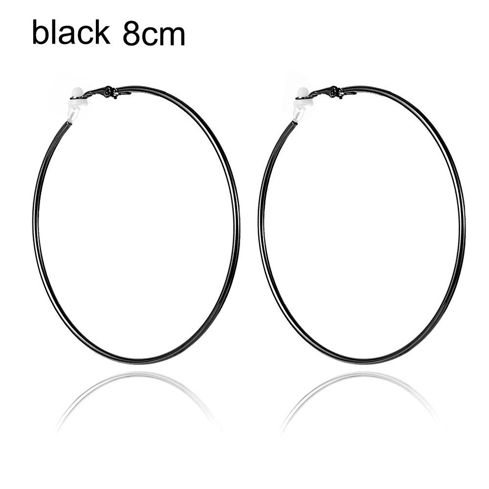 Пара ювелирных изделий золото серебро черный женская мода большой круг клипса на ухо без пирсинга серьги кольца