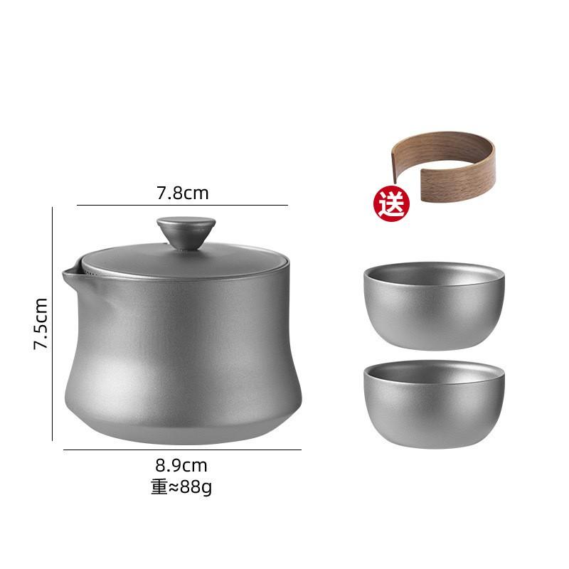 Portable Titanium Tea Set Camping Outdoor Travel Includes Gourd-Shaped Teapot With Filter 1-3 Cups