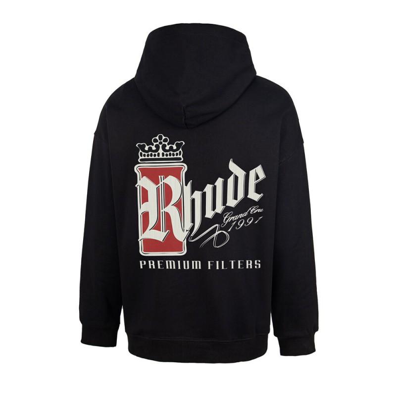 RHUDE Letter Print Street Hoodie Loose Fit Casual Sweatshirt Men Women