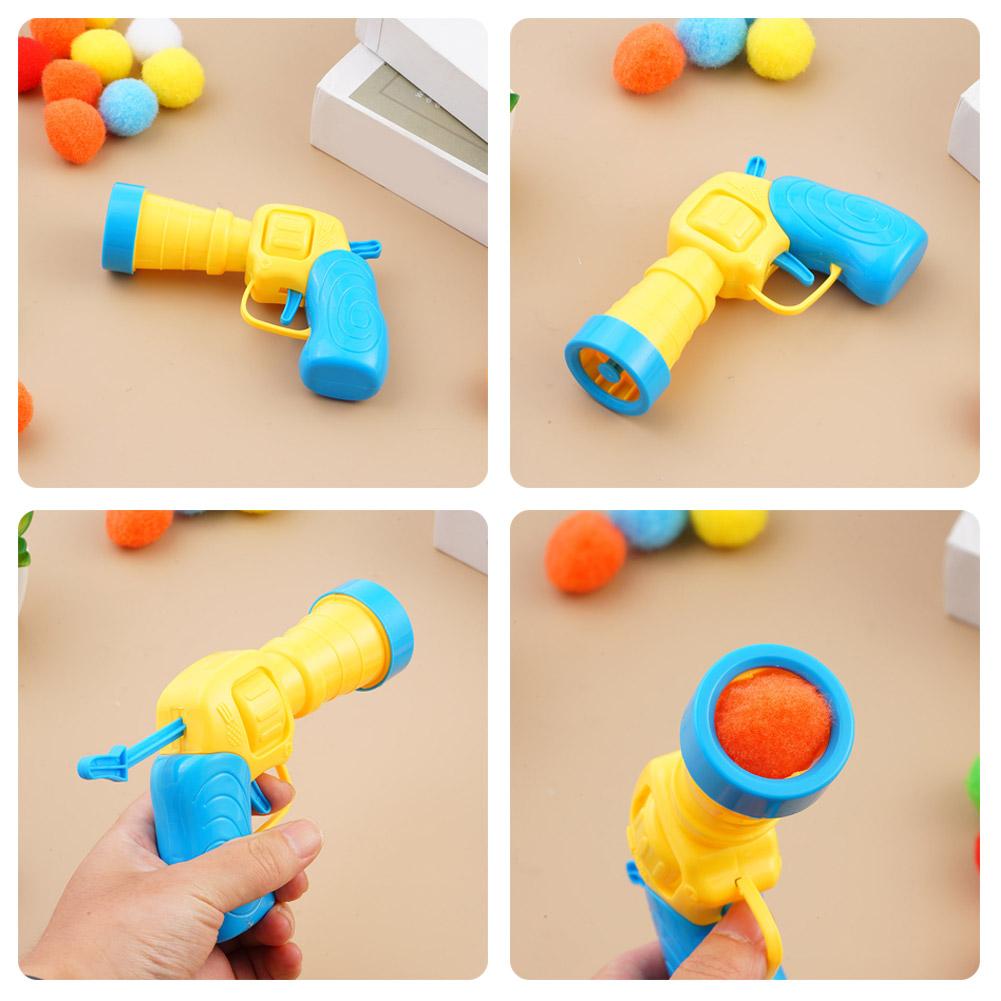 Cat Toy Ball Launcher Plush Pom Pom Gun Interactive Pet Toys High Bounce Balls Chew Proof Teaser Wand for Indoor Home Play Tool