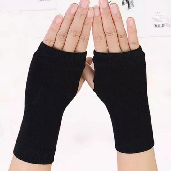 1 пара осенне-зимних перчаток без пальцев, трикотажные, высокоэластичные, нескользящие, с запястьем