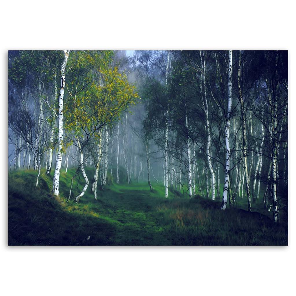 Canvas print, Birch forest in mist