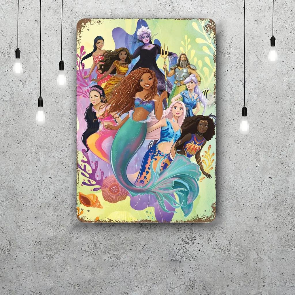 MINISO The Little Mermaid (Signature Edition) Decor Poster Tin Sign Metal Sign Decorative Plaque Pub Bar Cave Wall Decoration