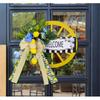 Artificial Spring Wreath with Welcome Wheel, Bowknot Flower Wreath for Front Door, Wedding, Garden Outdoor Decorations