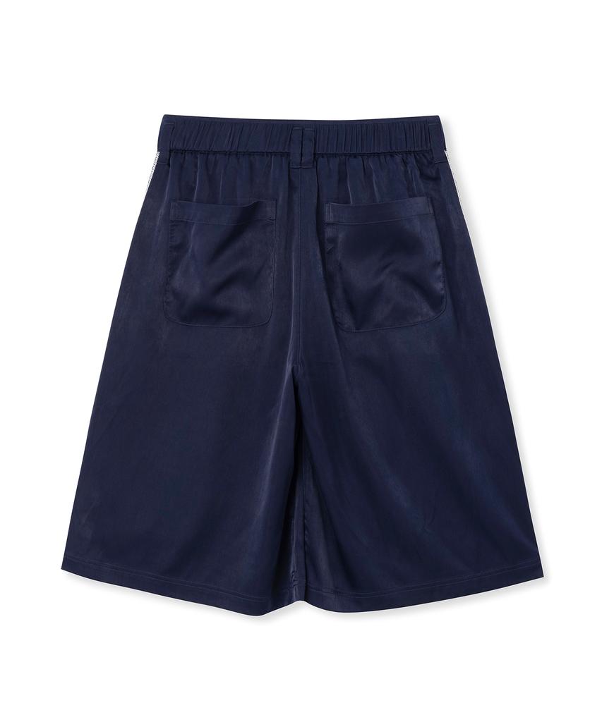 MILLO WOMEN Satin Lace Track Shorts [Navy]