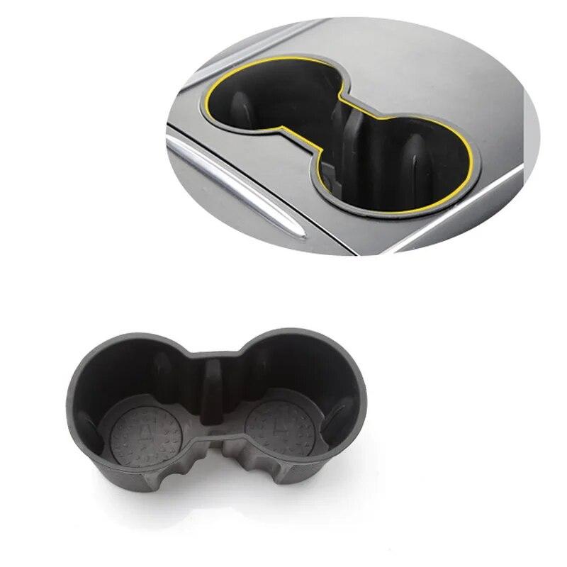 TPE Water Cup Holde for Tesla Model 3 Y 2022 Interior Accessories Silicone Waterproof Coasters Console Insert Double Hole Holder
