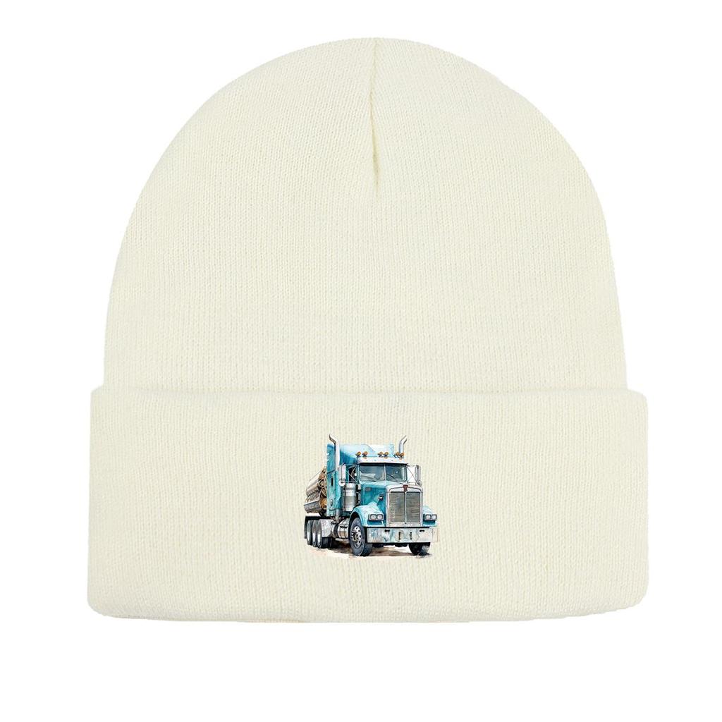 Blue Pickup Truck Warm Knit Hat Beanie, Woman Cap Cozy Lightweight Stylish Headwear Knitted Cap Beanie