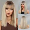 New Ash Blonde Shoulder Length Wig for Women - Rooted Hair Rose Net Machine Made Daily Wear Full Cap Wig, Natural Breathable