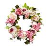 Artificial Peony Wreath Rattan Silk Cloth Simulation Decorative Front Door Wreath for Indoor Outdoor