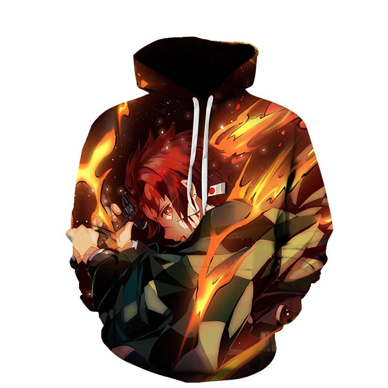Толстовки с 3D-принтом, аниме-толстовки с капюшоном Demon Slayer, детские новинки, унисекс, топы, удобные, осенне-зимние, с длинным рукавом, пуловер