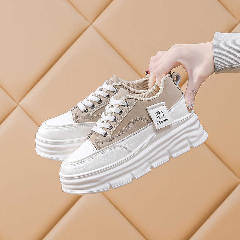 Zimni Demi-season Beige Boots For Women Vulcanize Designer Sneakers Women Lace Up Shoes Sport Specials High-level Tene