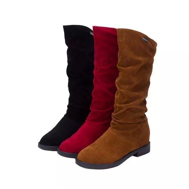 Осенние ботинки Женские высокие ботинки Ботинки Martin Ботинки Velvet Frosted Round Toe Женская обувь