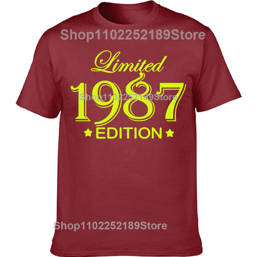 Novelty Awesome 1987 38 Years Old T Shirts Tee Tops Round Neck Short-Sleeve Fashion Tshirt Clothing Casual Basic T-shirts