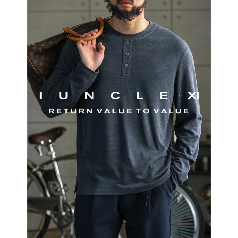 iunclexi Men's Skin-Friendly Wool-Blend Long Sleeve T-Shirt