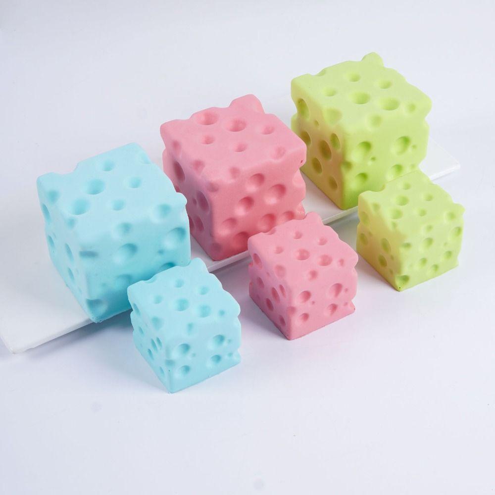 PU Slow rebound Cheese Squeezed Cube 5/7cm Cheese Stress Ball Cheese Pinch Office Desk Toy