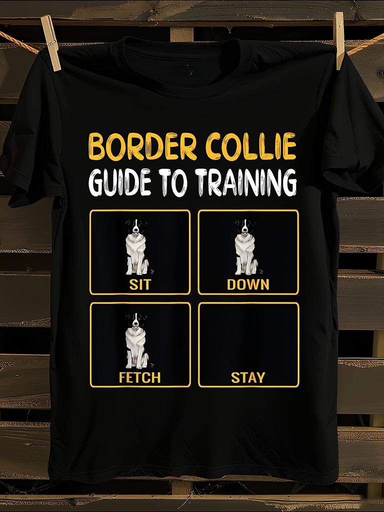 Funny Border Collie Training T-Shirt Mens Tshirt Womens Tshirts with Letters Print Short Sleeves T-Shirt Casual Street Tee Shirt Top