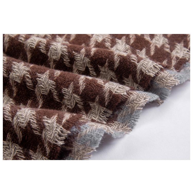 Autumn Winter Scarf Brown Houndstooth Scarf Women's Tassel Shawl