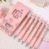6Pcs/Box Pink Tulip Gel Pen Large Capacity Press Pen New Black Ink Pen Student