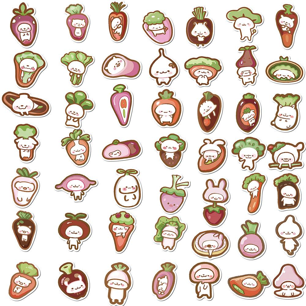 50 Cartoon Vegetable Doll Graffiti Stickers Personalized Decorative Guitar Notebook Suitcase DIY Waterproof Stickers