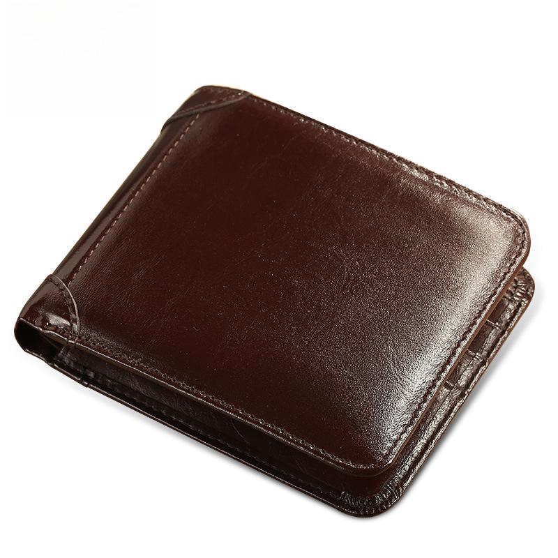 Мужской короткий кошелек Manbang из воловьей кожи с блокировкой RFID