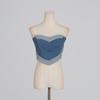 "2025 Spring Women's Sexy Denim Tube Top with Blue Heart Stitching"