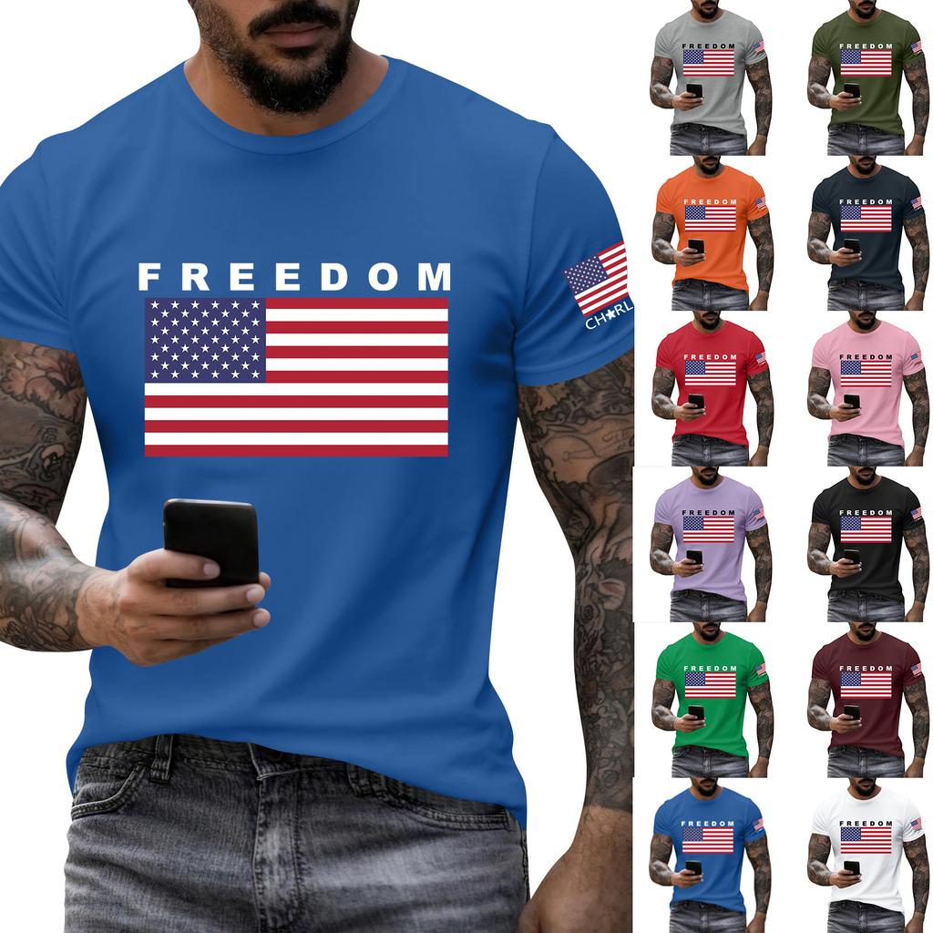 Fashionable Round Neck Short Sleeve Work Clothes Printed Tops For Mens Summer Tops