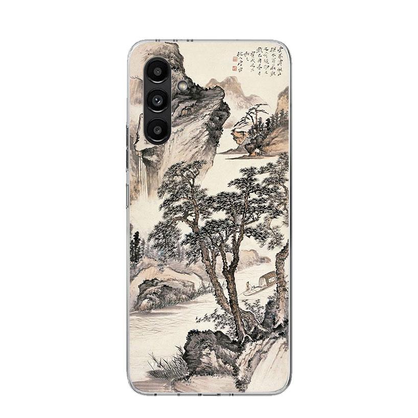 Чехол для телефона в китайском стиле, арт, тушь, для Samsung Galaxy A17 A16 A14 A15 A13 A57 A56 A54 A55 A53 A37 A36 A34 A35 A33 A26 A24