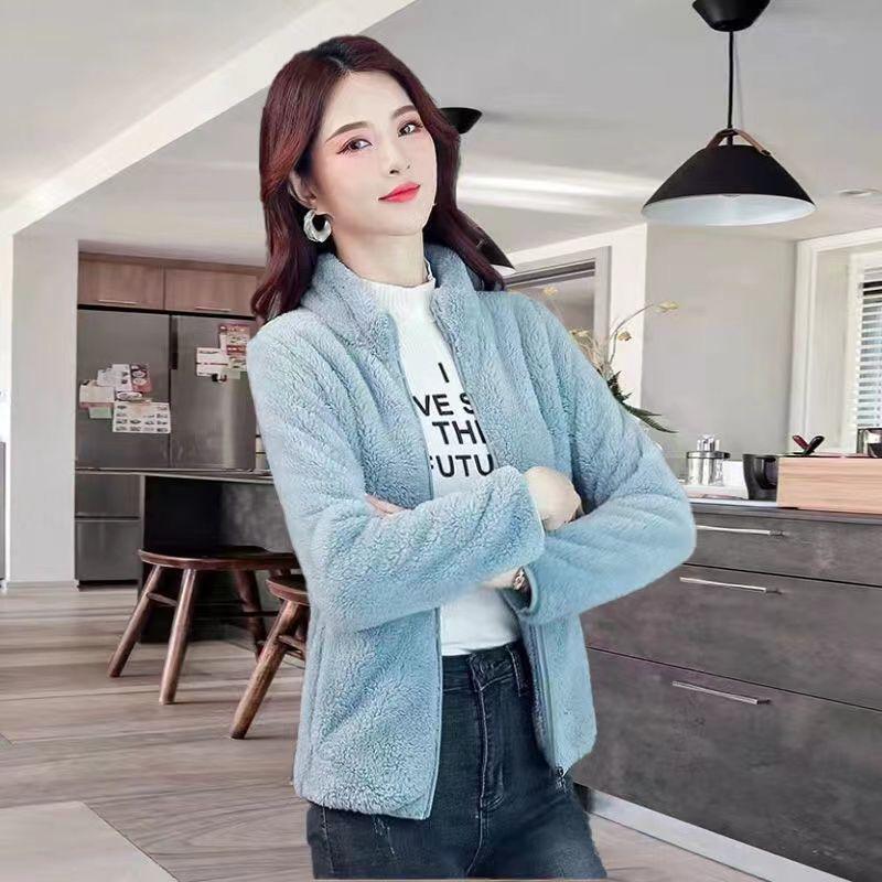 Women's Double-Sided Fleece Jacket - Plus-Size, Thick Velvet, Warm High Collar, Loose Fit, Autumn/Winter Polar Fleece Cardigan.