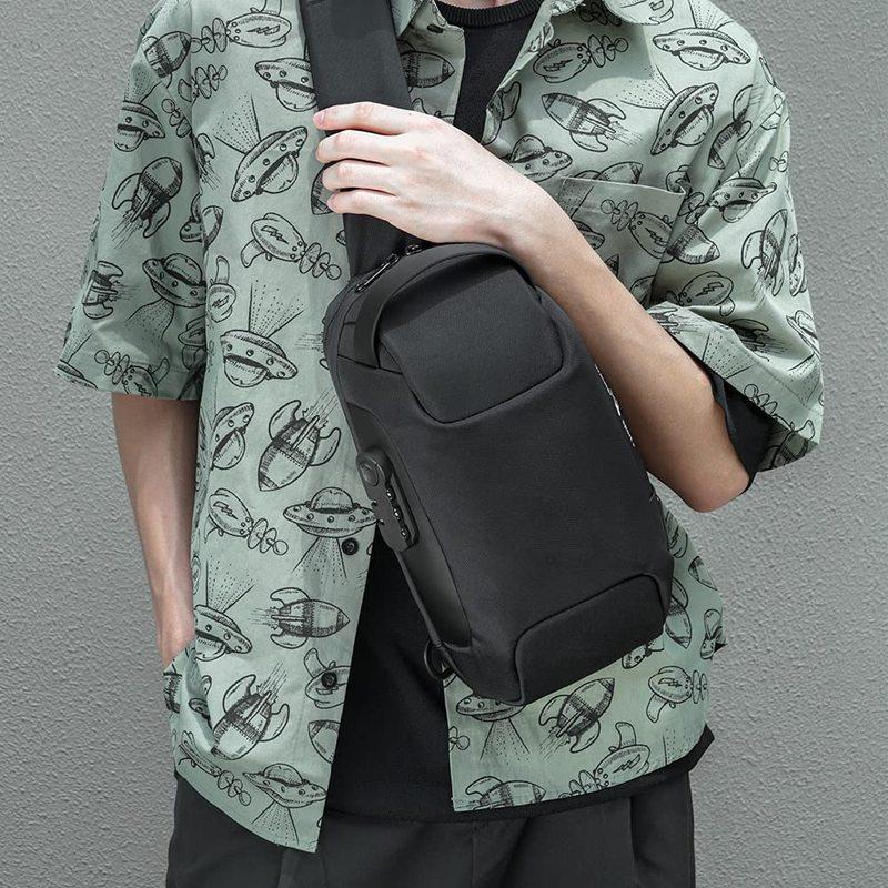 Мужская водонепроницаемая оксфордская сумка через плечо, противоугонная сумка на ремне, многофункциональные нагрудные сумки, дорожная сумка через плечо с USB-портом для зарядки