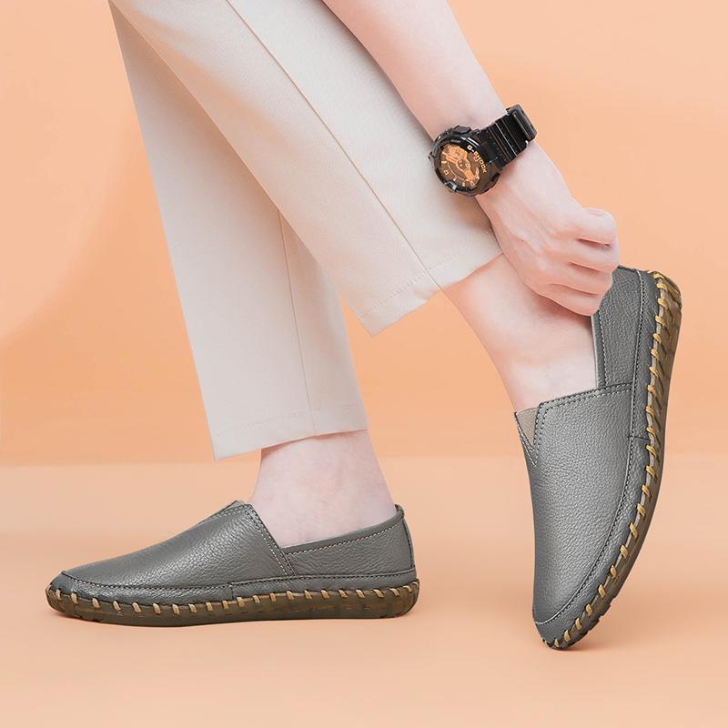 Модная обувь из натуральной кожи для мужчин. Повседневная обувь. Ультралегкие мужские мокасины с мягкой подошвой. Дышащие удобные туфли на плоской подошве. Прогулочная обувь.