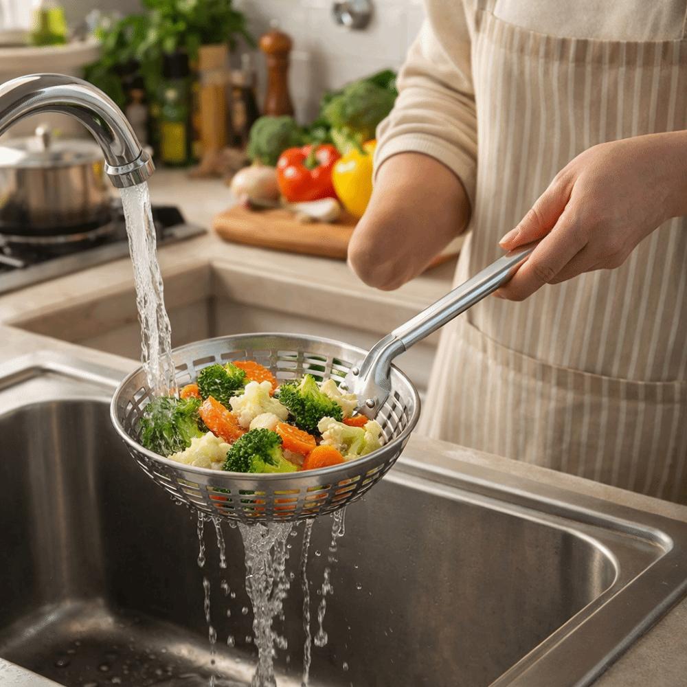 Anti-scald Long Handle Skimmer Heavy Duty Kitchen Strainer Food Straining Spoon Kitchen Tool