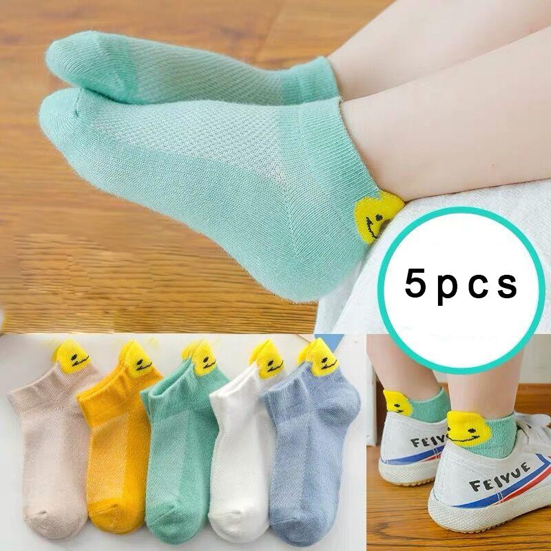 5 пар детских летних носков, дышащие сетчатые детские носки с милым медведем для мальчиков и девочек