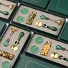 Vintage Spoon Stamp Set Box with Sealing Wax Beads Candle Craft Wedding Packaging Gifts DIY
