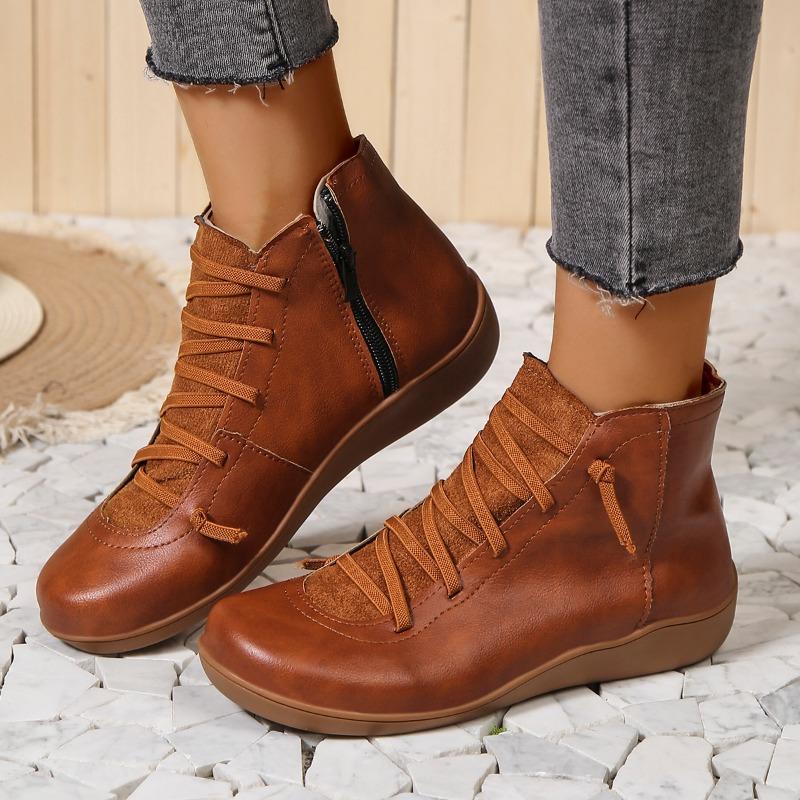 Модные зимние женские туфли на плоской подошве из натуральной кожи женские короткие ботинки в стиле ретро модные женские ботинки на шнуровке с мехом 36-43