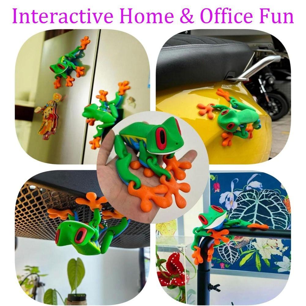 Realistic Magnetic Frog Toy Stress Relief Toys Jointed Jumping Frogs Model Frog Fridge Magnets