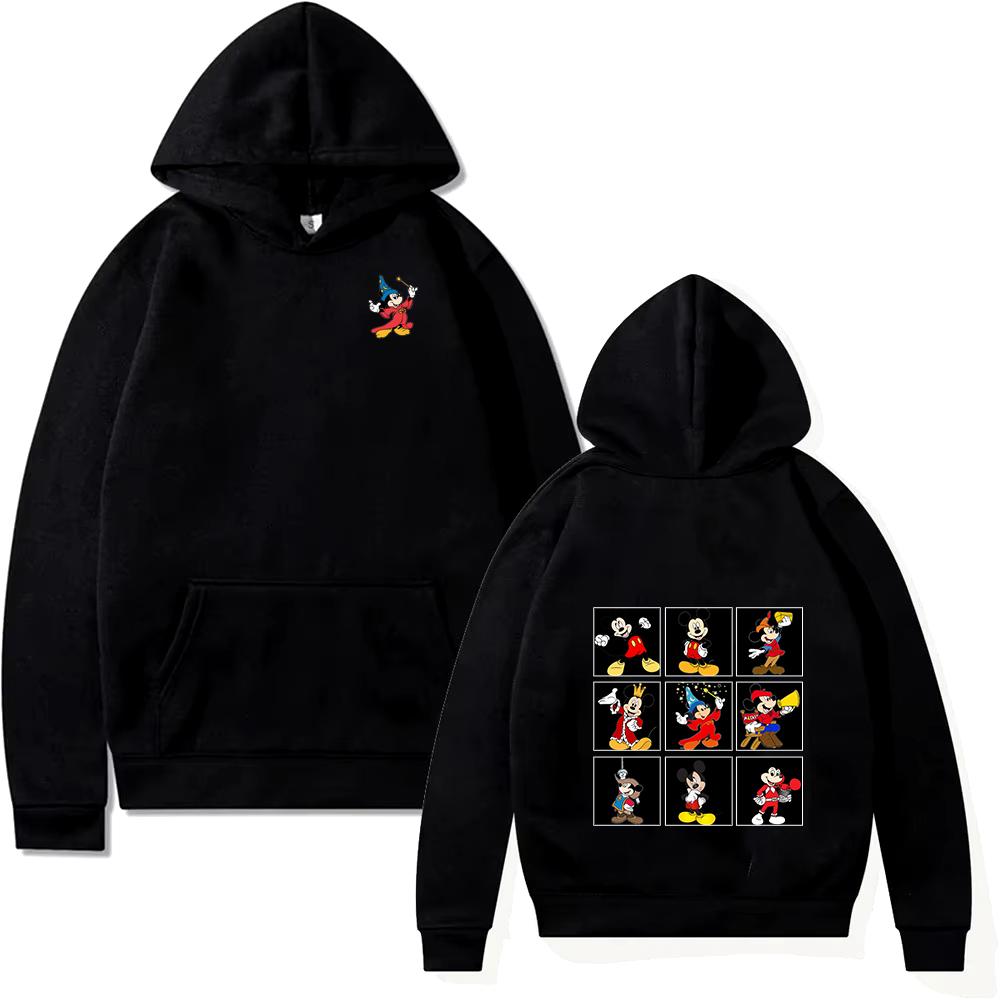 2025 Disney Donald Duck Printed Hoodie New Fashion Men's Women's Black Pullover Sportswear Casual Loose Hooded Pocket
