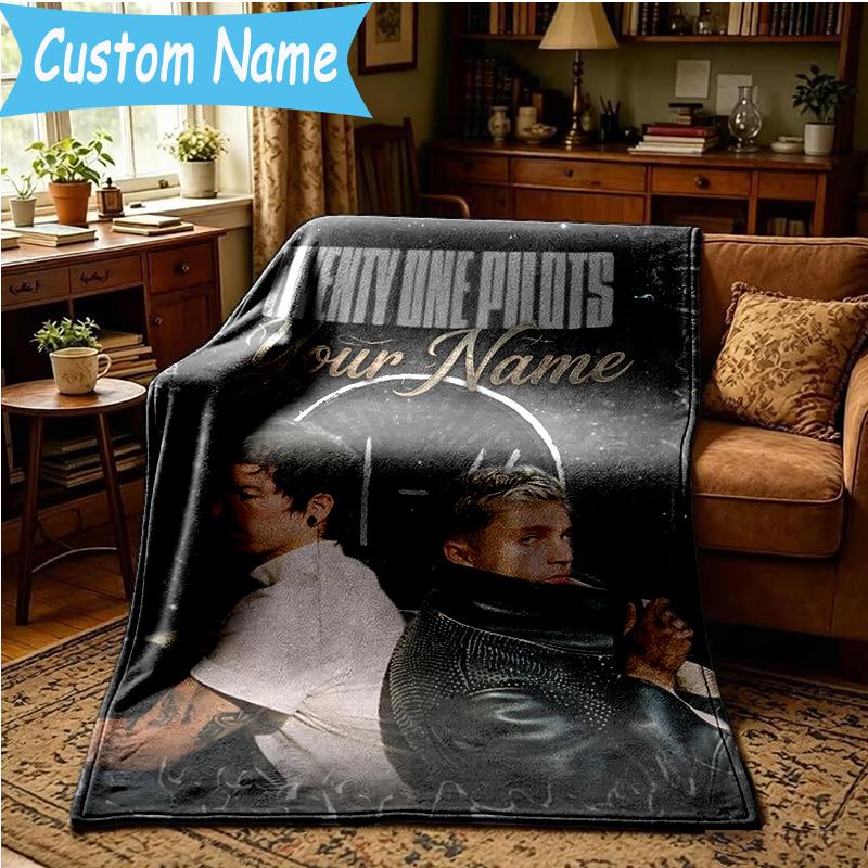 Custom Name Twenty One Pilots Music Evolution Blanket Bedding Blanket for Women Men, Soft Throw Blankets for Couch,Bed, picnic, Christmas gifts