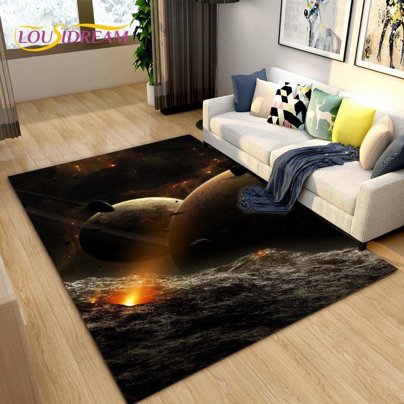 3D Galaxy Space Коврик с фиксированными звездами, Коврик для гостиной, Украшение детской комнаты, Детские игры, Нескользящий напольный коврик