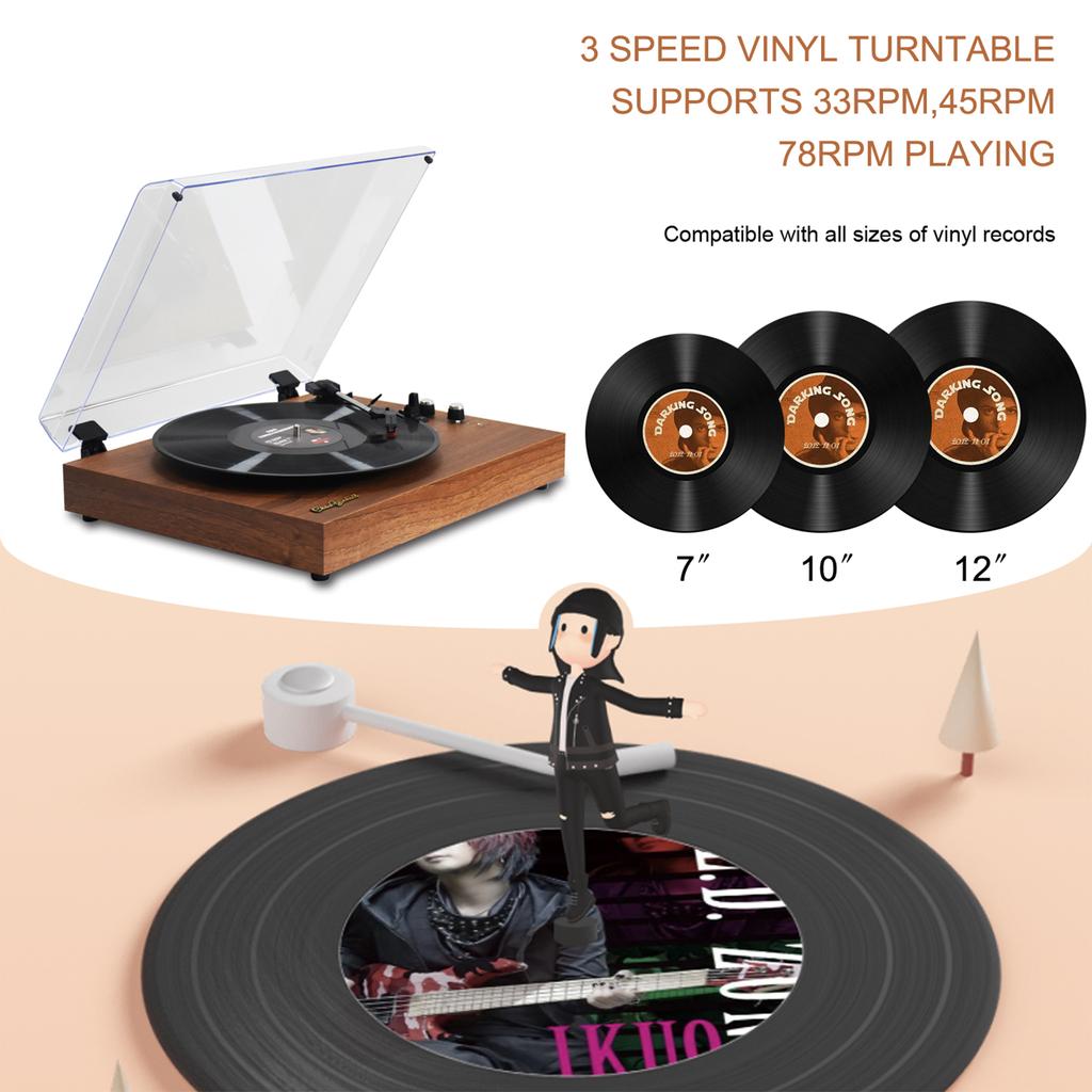 MzeliKing Vinyl Record Player  Turntable Wooden Tabletop Vintage Gramophone Compatible with