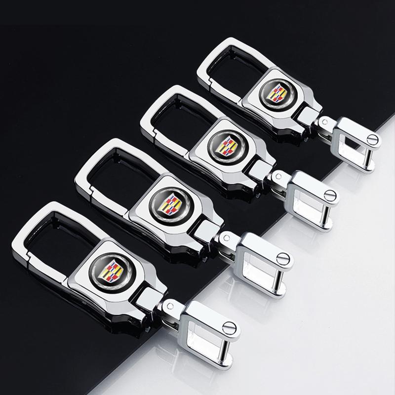 cvrjzn1 3D Metal Car Badge Key Chain Decorative Keychain Ring For Cadillac Escalade CTS ATS SRX XT4 XT5 XT6 STS XTS SLR CT4 CT5 CT6