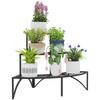 Three Tier Corner Metal Plants Shelves Black