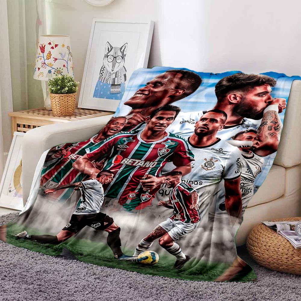 Fluminense Football Team Player Collage Print Flannel Blanket Soft Warm Throw Blanket Soccer Fan Sofa Bed Decor