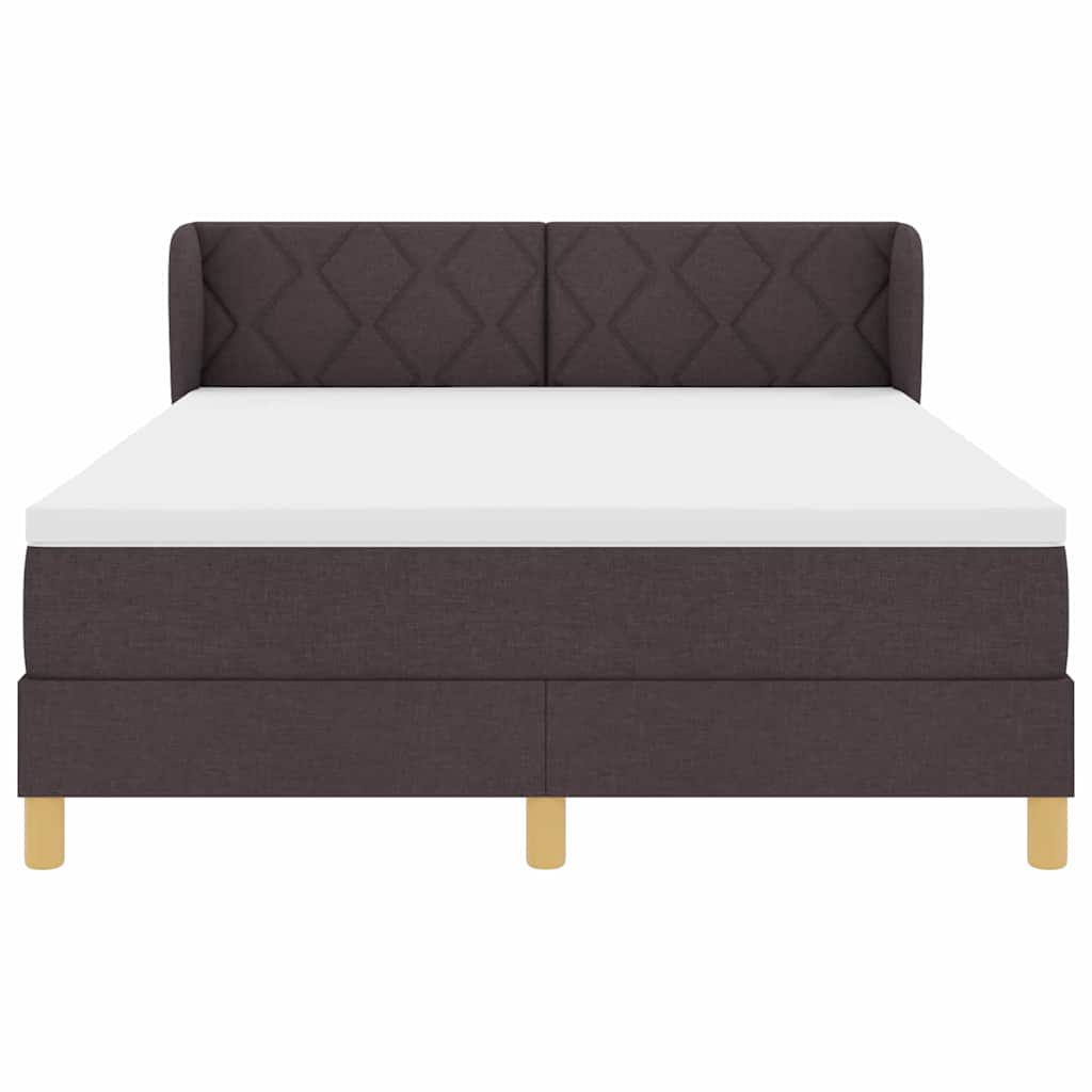 Box Spring Bed with Headboard Dark Brown 160 x 200 cm Fabric