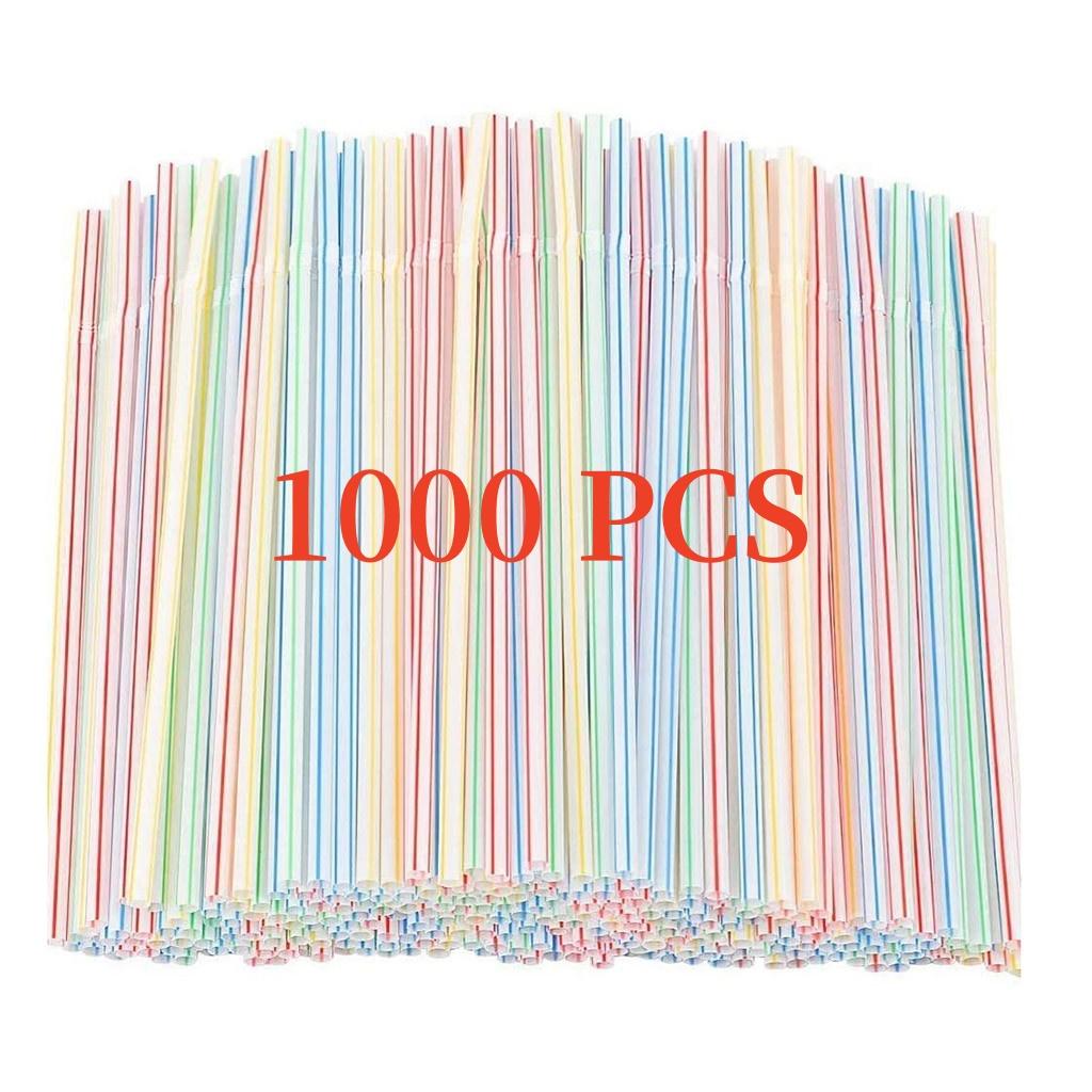 100-3000PCS Colorful Drinking Kunststof Straw Milk Tea Bar Party Rietjes Drinking Wedding Kitchen Beverage Straws Wholesale