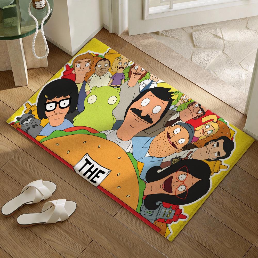 Cartoon Funny B-Bobs B-Burgers Floor Mat Soft Flannel Non-Slip Door Mat - Thickened Rug for Living Room Home Decor